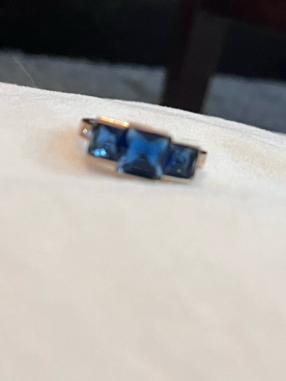 Blue Three-Stone Square-Cut Ring - Unbranded